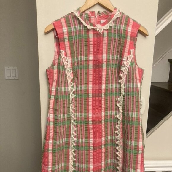 Vintage Seersucker Dress with Trim - Picture 1 of 8